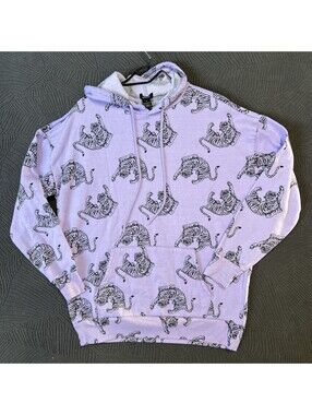 Justify Tiger Lavender Purple Hoodie Pullover All Over Print Size S - 1150-2B